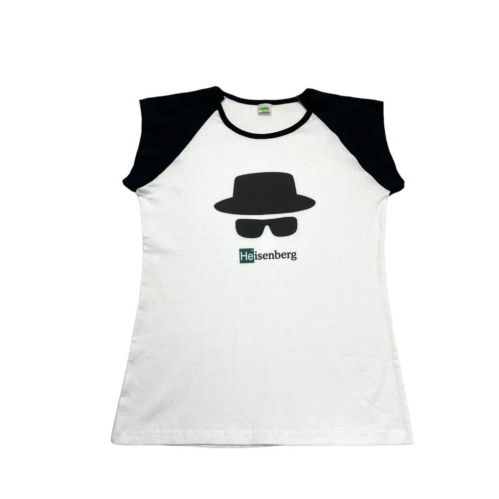 Heisenberg graphic top cap sleeves top black & white fits L Breaking Bad